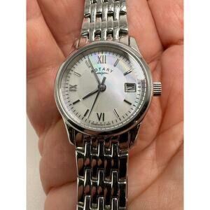 Ladies Rotary Watch Stainless Steel Mother of Pearl Dial 5.8” Bracelet Runs Grea